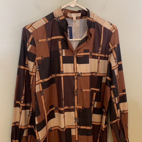 NWT Etcetera Women’s Button Up Blouse Equestrian Buckles size 8 - Picture 2 of 5